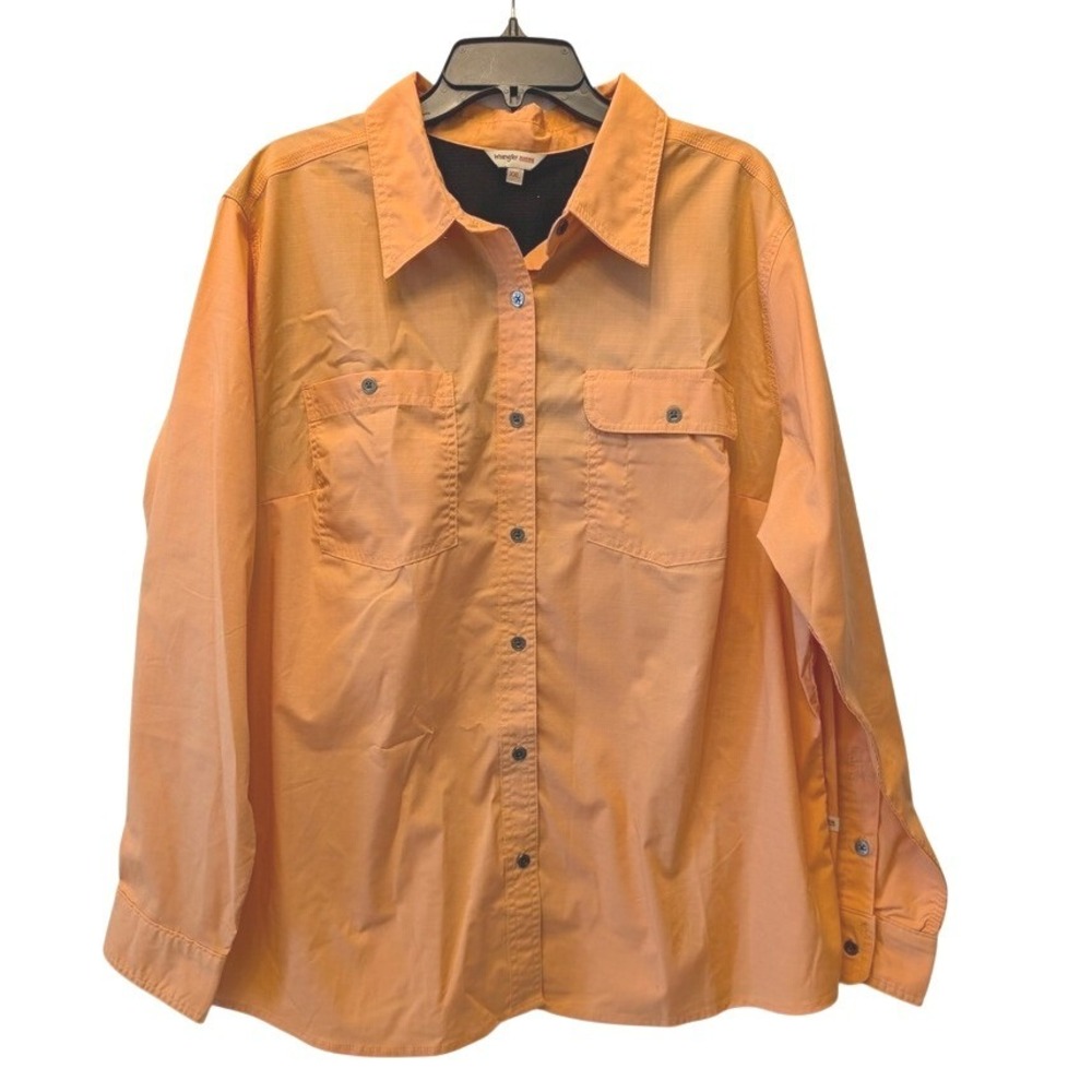 Wrangler Riggs Workwear Mens XXL Orange Ripstop Vented Back Utility Shirt